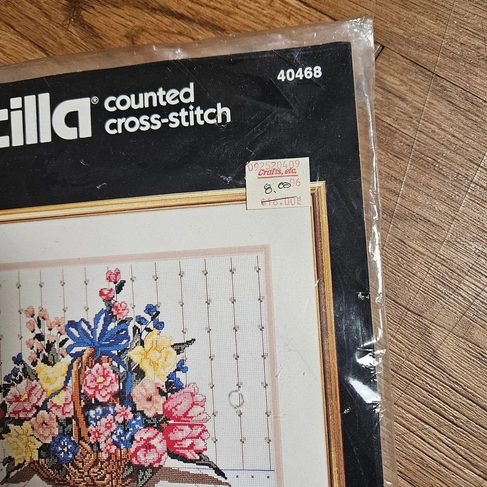 Vintage Bucilla Bonnie's Basket Counted Cross Stitch Kit 11x14‎ 90s 40468 NWT